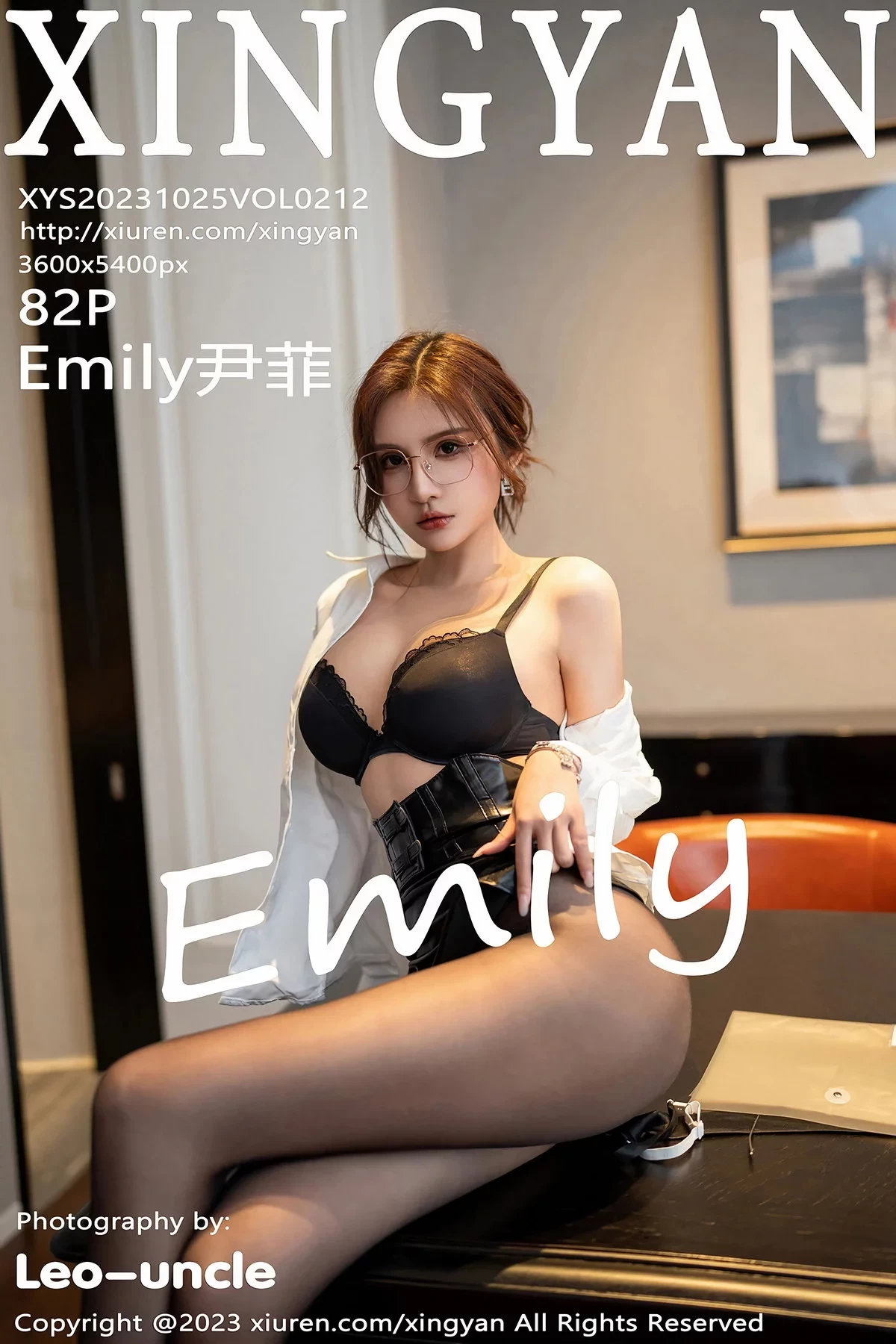 [XINGYAN星颜社]VOL.212_女神Emily尹菲性感白T配黑短裙露黑色内衣秀完美身材诱惑写真82P