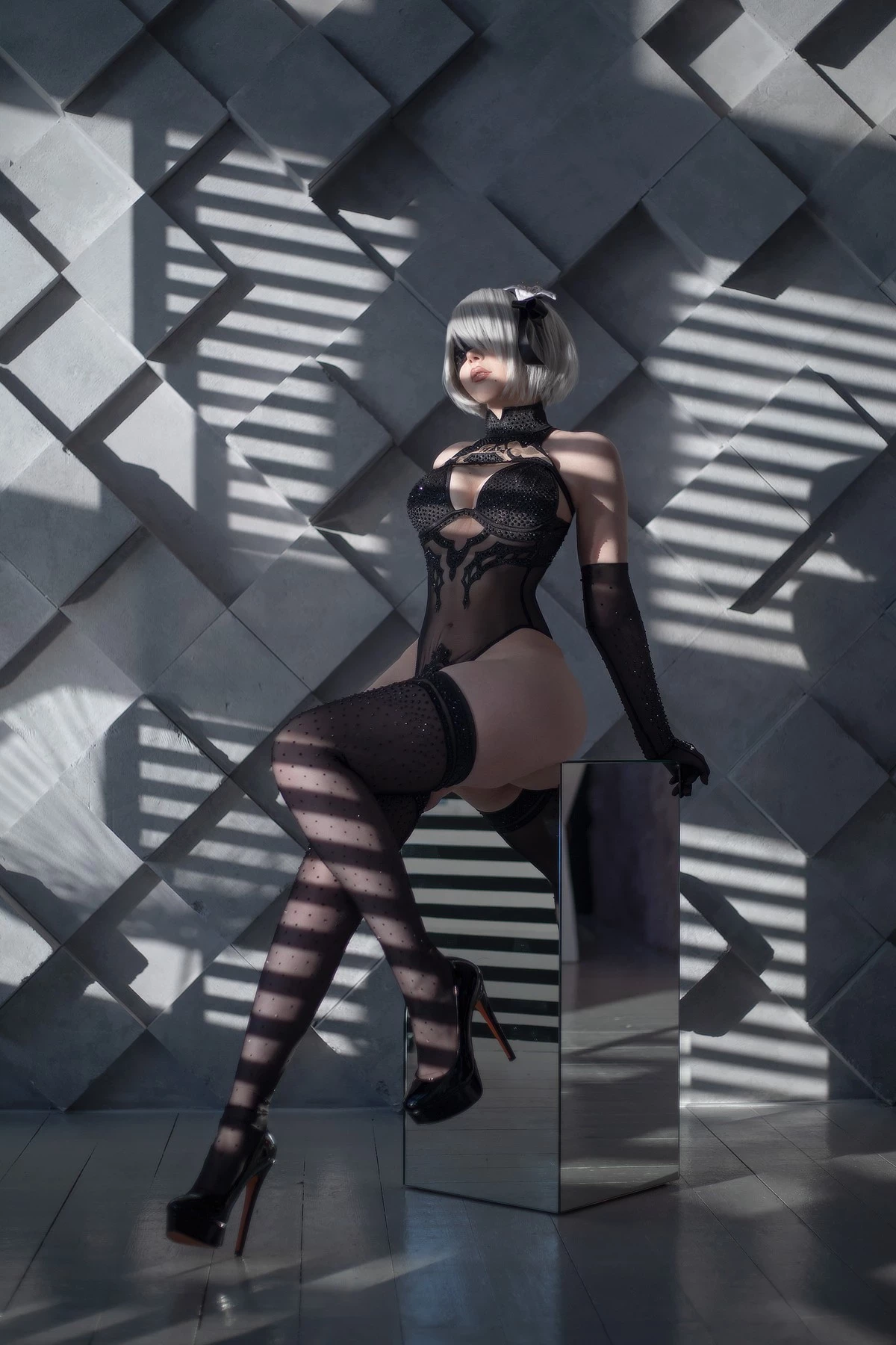 Cosplay Sayathefox 2B Black   White