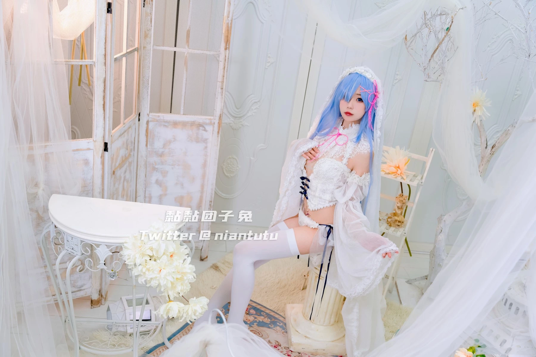 Cosplay 黏黏糰子兔 長發蕾姆